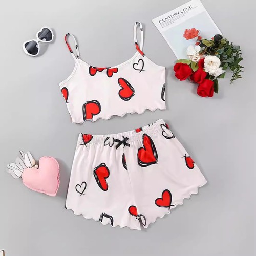 Cross-border thin sleeveless tank top and shorts home wear two-piece simple casual set pajamas for women