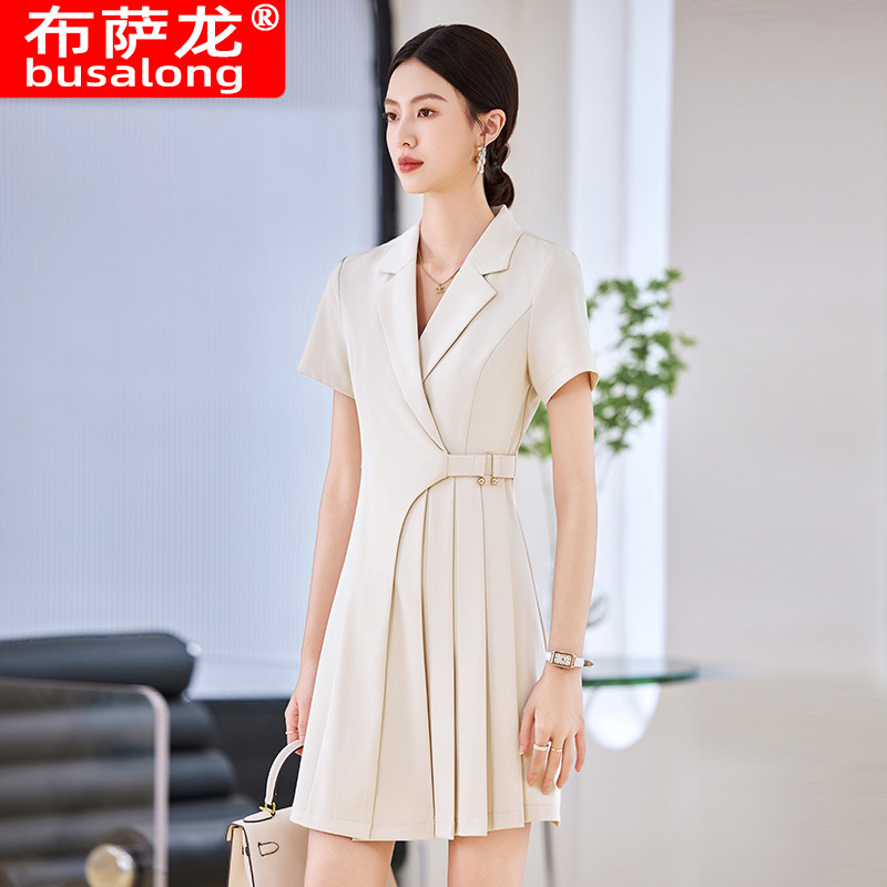 High-class Elegant Commuter Suit dress Women's 2025 Spring and Summer New Formal Occasion Waist Pleated dress