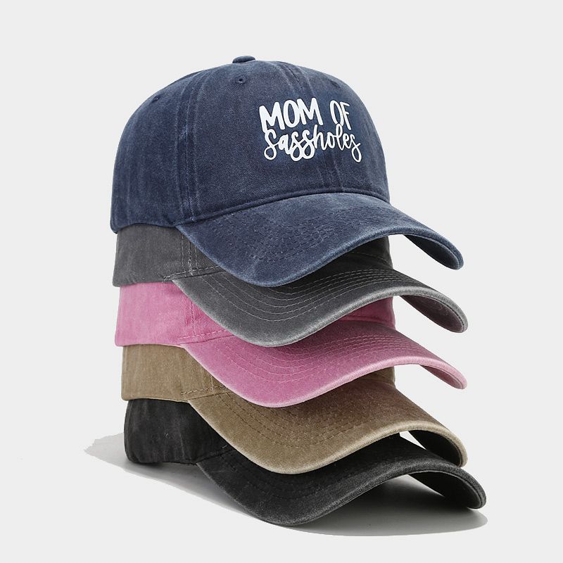 Moda europea y americana nueva impresión de transferencia térmica línea de palabras tapa suave gorra de béisbol femenina primavera y verano casual todo partido protección solar marea