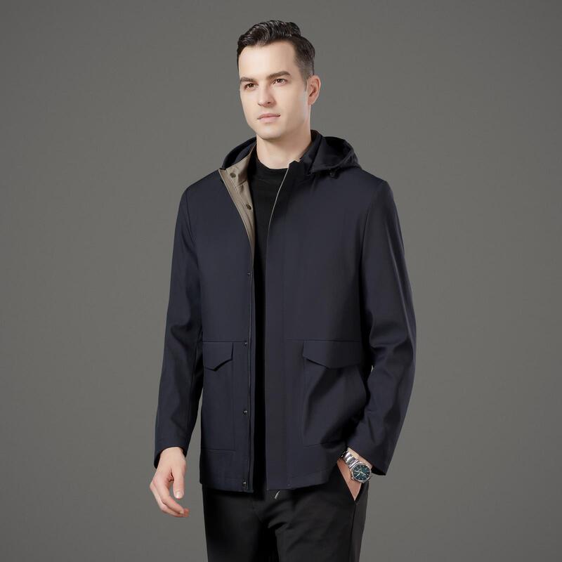 Brand Men's Mulberry Silk Jacket Autumn and Winter Middle-aged Casual Dad Suit Leader Top Loose Seamless All-match Jacket