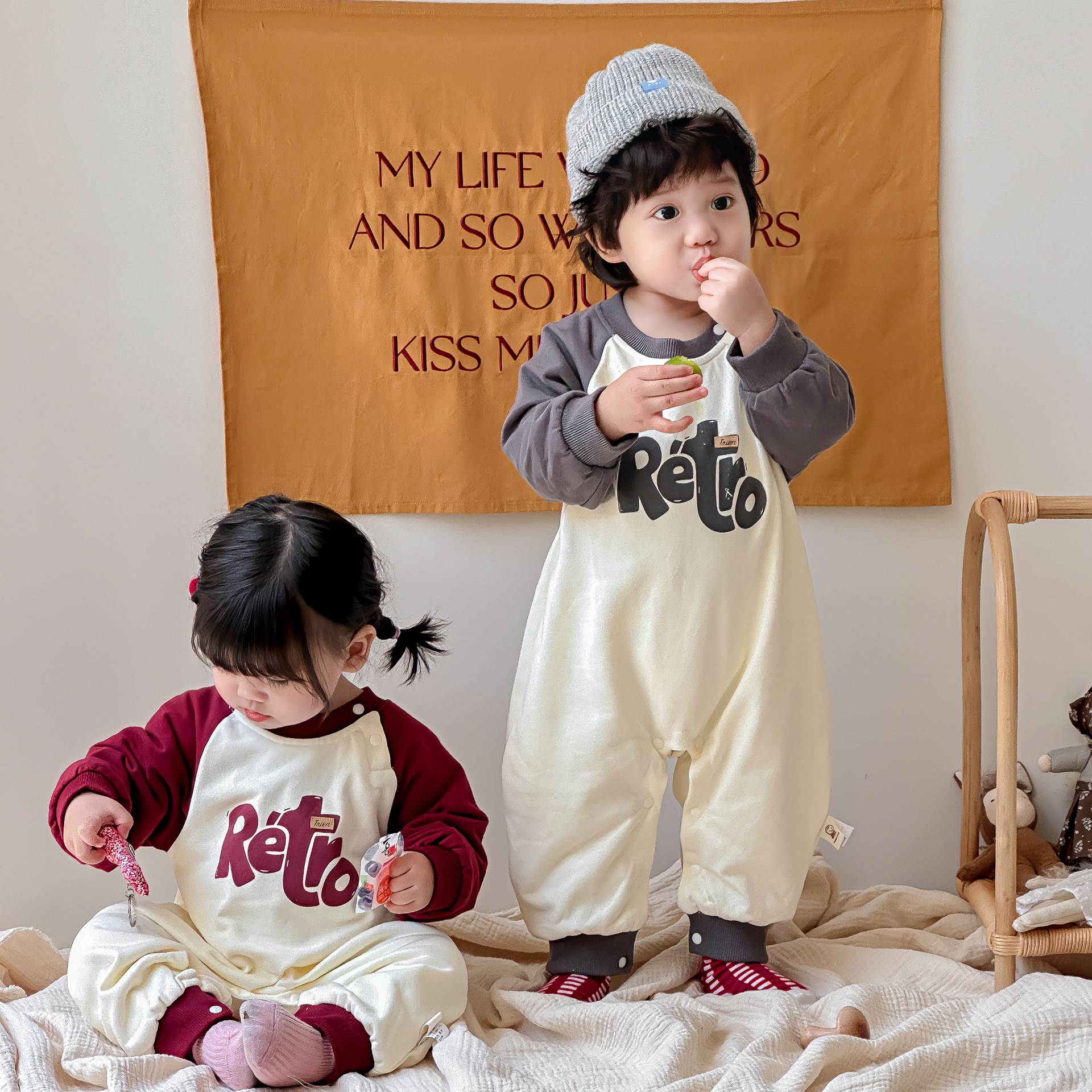 Ropa de bebé 0-3 años bebé bebé tipo mameluco traje de escalada otoño manga larga forro de algodón bebé mono