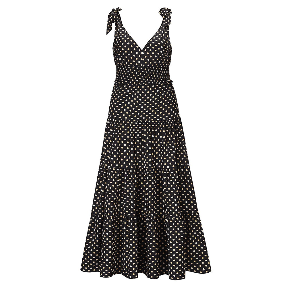 suspender V-neck polka dot slim large swing dress NSHYG118148