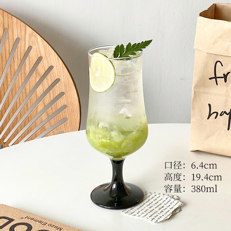 果汁杯高脚杯ins风高颜值玻璃杯果茶杯苏打饮料气泡水杯鸡尾酒杯|undefined
