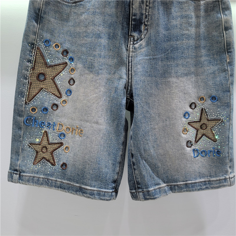 Bermudas de Mezclilla para Mujer Elásticas con Bordado para Verano image 3