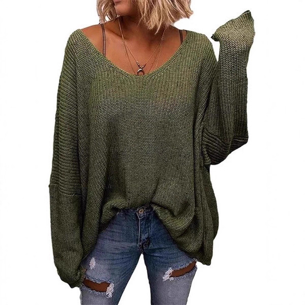 2026 New Cross-Border Foreign Trade European and American Women's Clothing Amazon Temu Loungewear V-Neck Loose Long-Sleeve Autumn and Winter Sweater 2026 New Cross-Border Foreign Trade European and American Women's Clothing Amazon Temu Loungewear V-Neck Loose Long-Sleeve Autumn and Winter Sweater