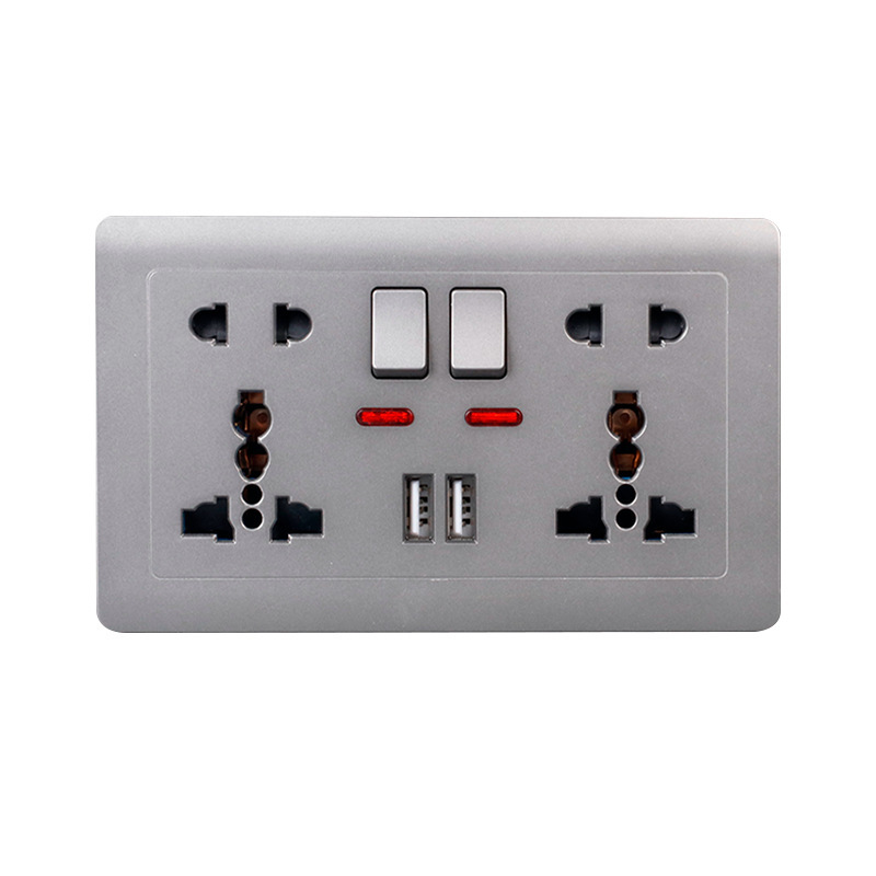 Panel de zócalo estándar británico gris 146 universal 10 agujeros con interruptor doble usb conector de pared suministro directo transfronterizo