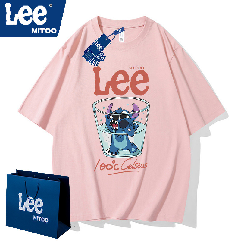 lee&mitoo2025 夏アメリカのトレンディなブランドライト高級ユニセックス純綿 Tシャツ高品質多用途半袖メンズ|undefined
