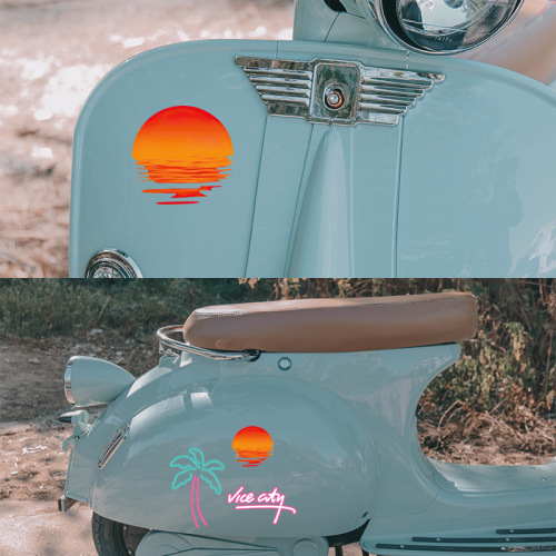 Foreign trade car personality and fun sunset car stickers electric car scratch stickers side window glass decoration fuel tank stickers