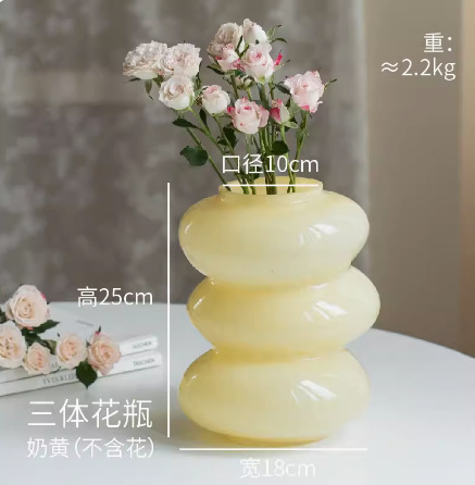 Medieval Vase Ornaments Glass Flower Arrangement Water Nourishing High-end Living Room Cream Style Table Decorations
