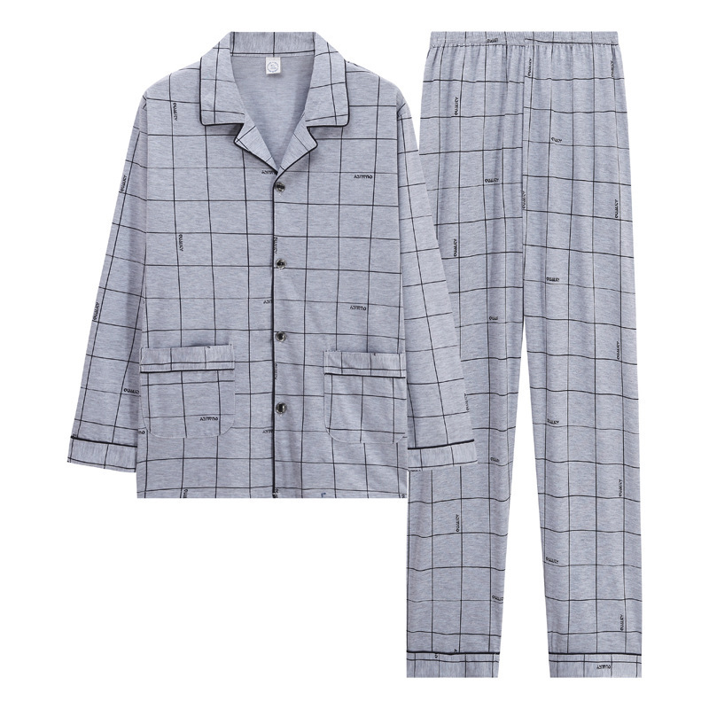 100% algodón pijamas de los hombres de manga larga de primavera, Otoño e Invierno DE LA Juventud más tamaño ropa de casa traje casual de otoño e invierno