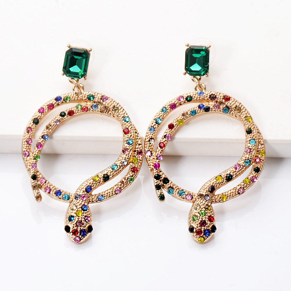 Fashion Inlaid Diamonds Long Snake Earrings Wholesale display picture 1