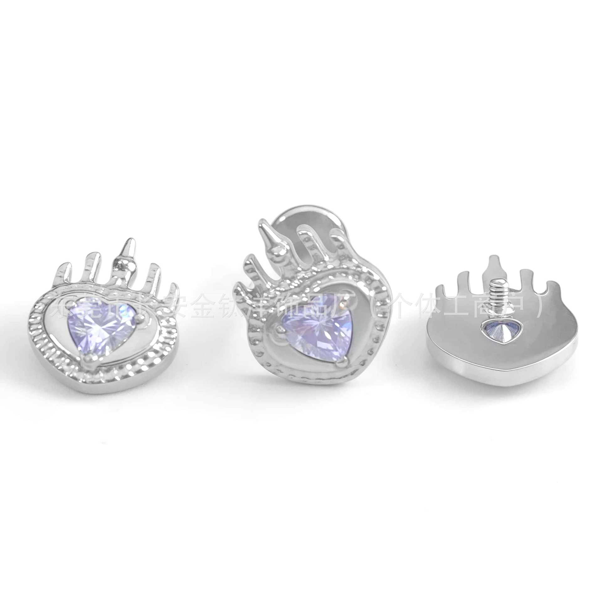 F136 Titanium Internal Thread Crown Heart Stud Earrings Lip Nails Nose Nails Ear Bone Nails G23 Titanium Alloy Body Piercing Jewelry detail image 7