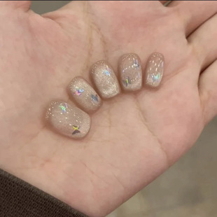 Real Shot Wear Armor Handmade Manicure Finished Fake Nail Patch Nude Cat's Eye Butterfly Wear Armor Factory Straight Hair