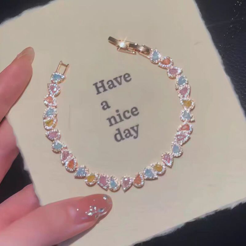 "Rainbow Star Box" Sweet and Sparkling Colorful Irregular Water Drop Bracelet for Girls, Unique and Beautiful Hand Jewelry