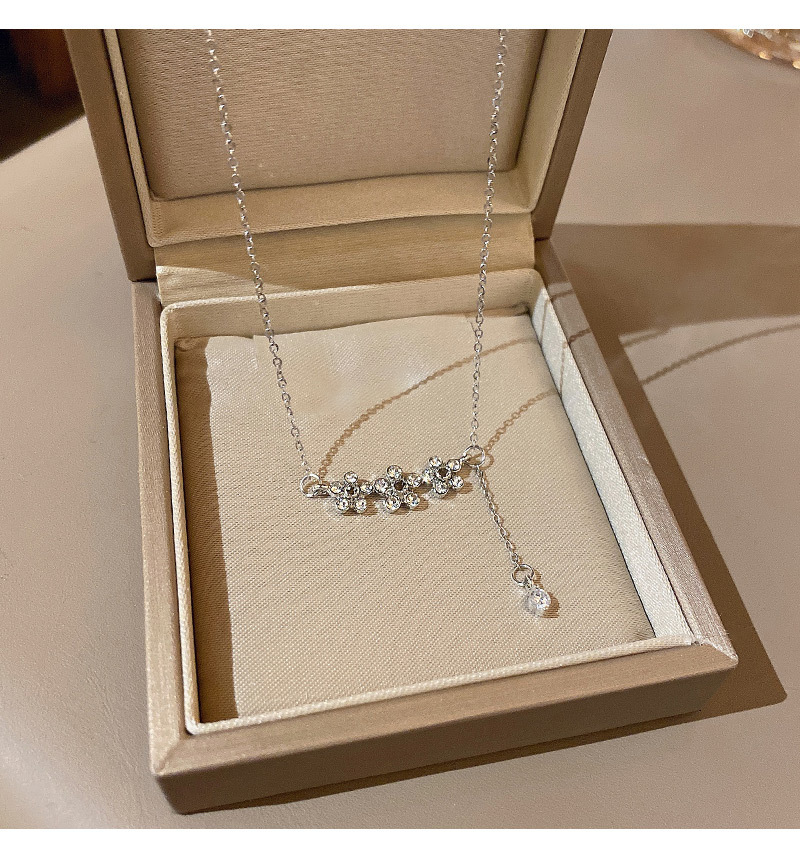 Fashion Flower Titanium Steel Pendant Necklace Inlay Zircon Stainless Steel Necklaces_colorza_7