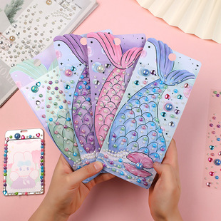 Mermaid Crystal Diamond stickers Pearl love decoration girl princess self-adhesive gem stickers acrylic Diamond stickers