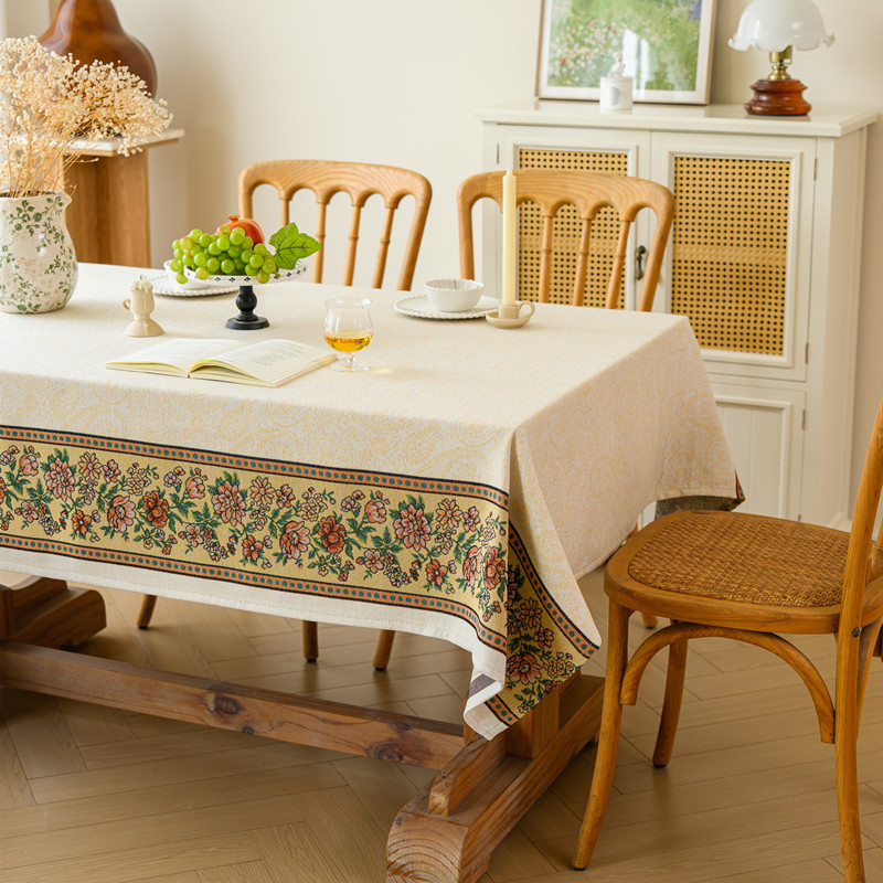 Amerikanischer Retro-Stil, Polyester-Baumwolle, garngefärbt, Jacquard, Ethno-Stil, Pflanzenmuster, europäischer Stil, floral, rechteckig, Kaffee_voghion.com