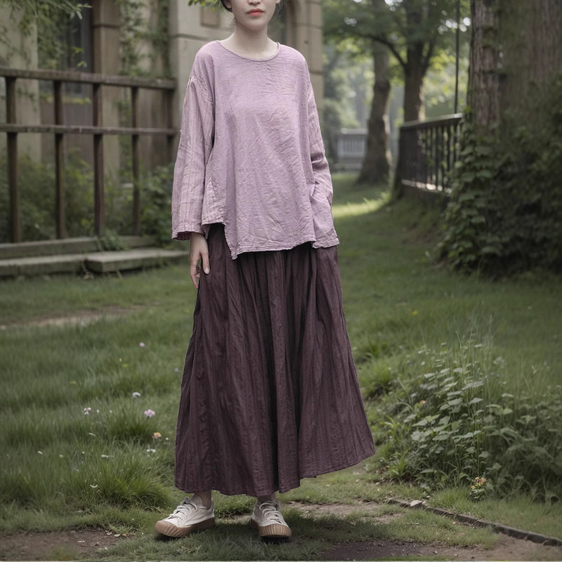 Shan Qiannian Yi Spring New Artistic Old Patchwork T-shirt Women's Cotton and Linen Gently Loose Slim Design Top Shan Qiannian Yi Spring New Artistic Old Patchwork T-shirt Women's Cotton and Linen Gently Loose Slim Design Top