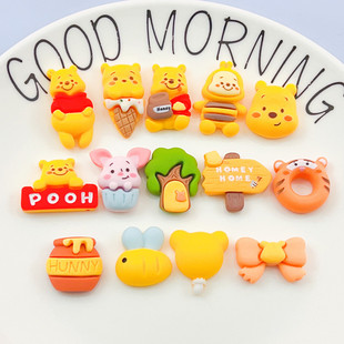 New Winnie Bear Honey Jar Bee Powder Pig Hairpin Clamp Mobile Phone Case Handmade Material Resin Accessories