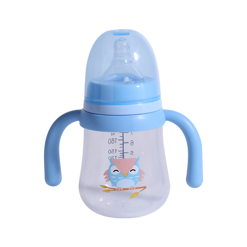 Chupete de boca ancha para bebés 210/270ml serie de barriga grande con mango biberón PP sin pajita