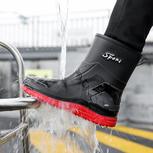 Men's New Rain Boots Work Kitchen Non-slip Water Shoes Waterproof Rain Boots for All Seasons, Outdoor Work, Market Fashion Shoes