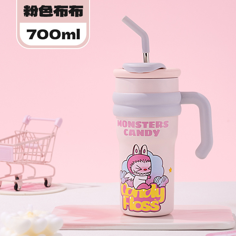 国境を越えた新しいラブブ漫画 3D カーカップ高価値アイスバーカップポータブルカップ漫画ストローカップ|undefined