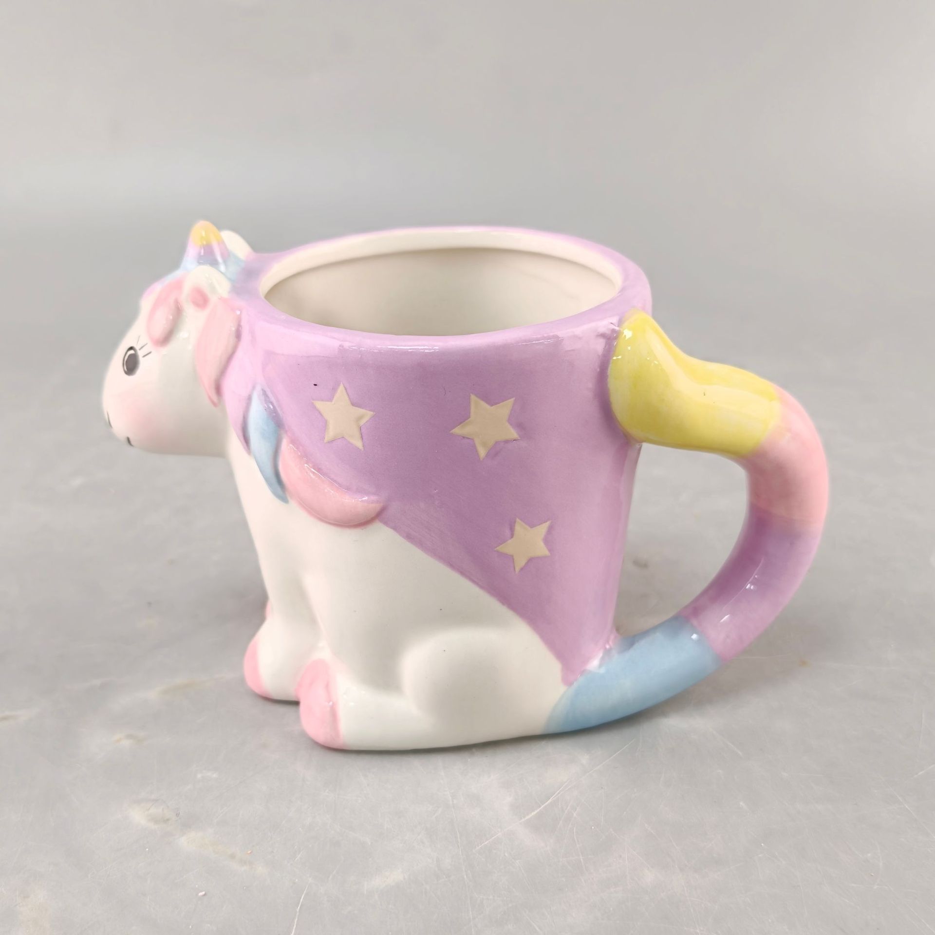 Inventario creativo de cerámica lindo unicornio taza de animales taza de leche taza de oficina de cerámica artesanía