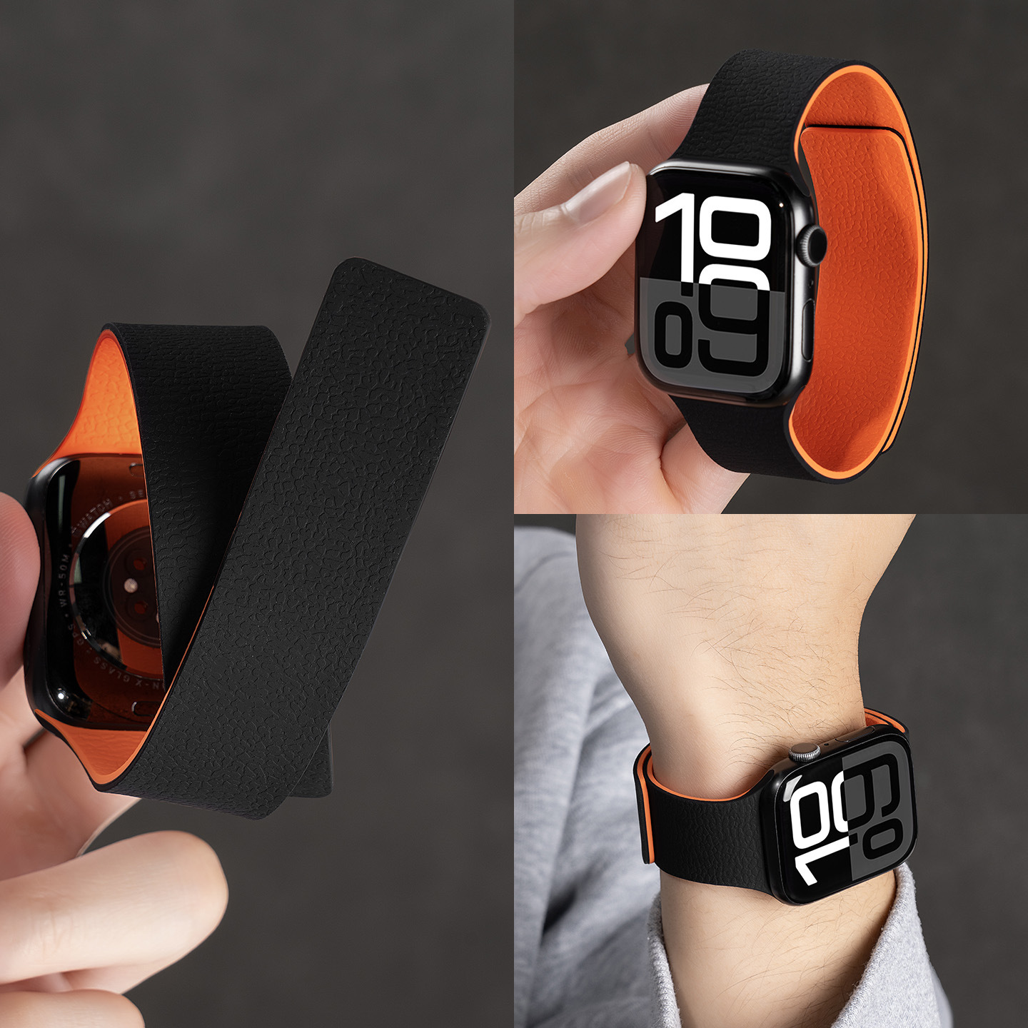 Aplicable a Apple S11 correa litchi iwatch10 color matching S9 absorción S8 silicona S10 nuevo SE deporte