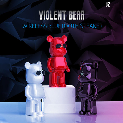Internet celebrity building block bear violent bear Bluetooth speaker creative gift cartoon doll TWS couple desktop wireless sound 