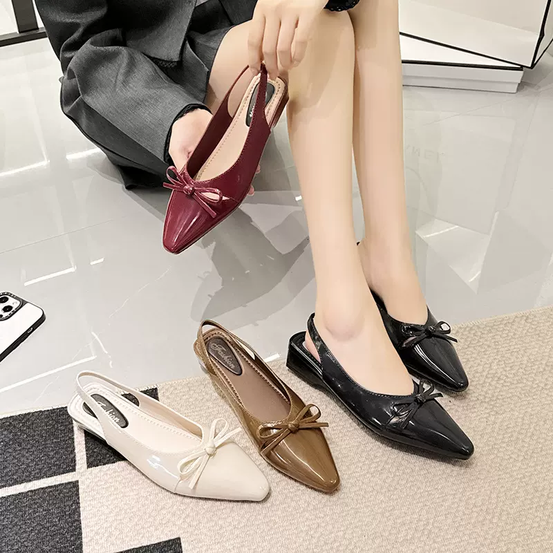 2026新款凉鞋尖头女高跟百搭玛丽珍粗跟凉鞋后空浅口时尚外穿凉鞋