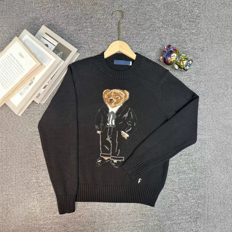 2025 Spring Polo Bear Cashmere Turtleneck Knitted Long-Sleeved Loose British Style Age-Reducing Embroidered Bear Cartoon Sweater 2025 Spring Polo Bear Cashmere Turtleneck Knitted Long-Sleeved Loose British Style Age-Reducing Embroidered Bear Cartoon Sweater