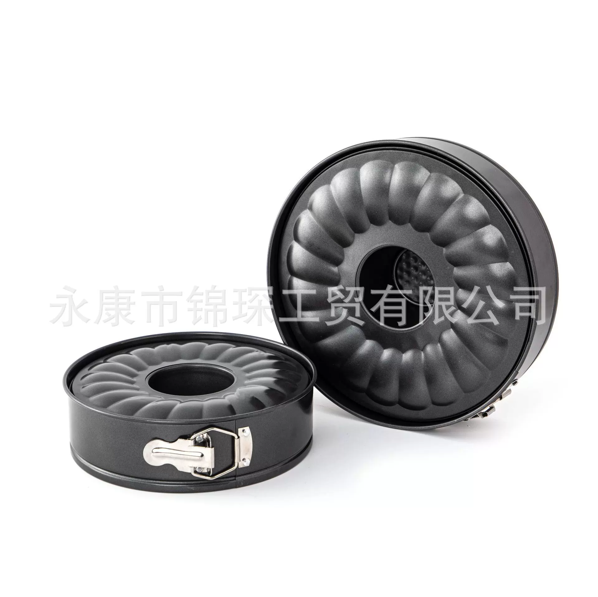 圆形带锁扣中空烟囱蛋糕模具活底烘焙烤盘不粘戚风蛋糕烤盘跨境