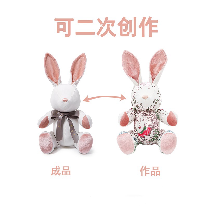 潮玩批发兔子摆件家居饰品兔摆饰可动创意diy涂画玩偶手工