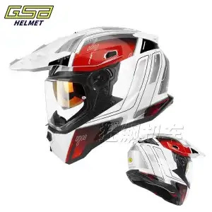 for Men and Women, All-Season, with | Motorcycle Helmet Headset - white-and-red-euler-dual-lenses-m-recommended-head-circumference-54-55