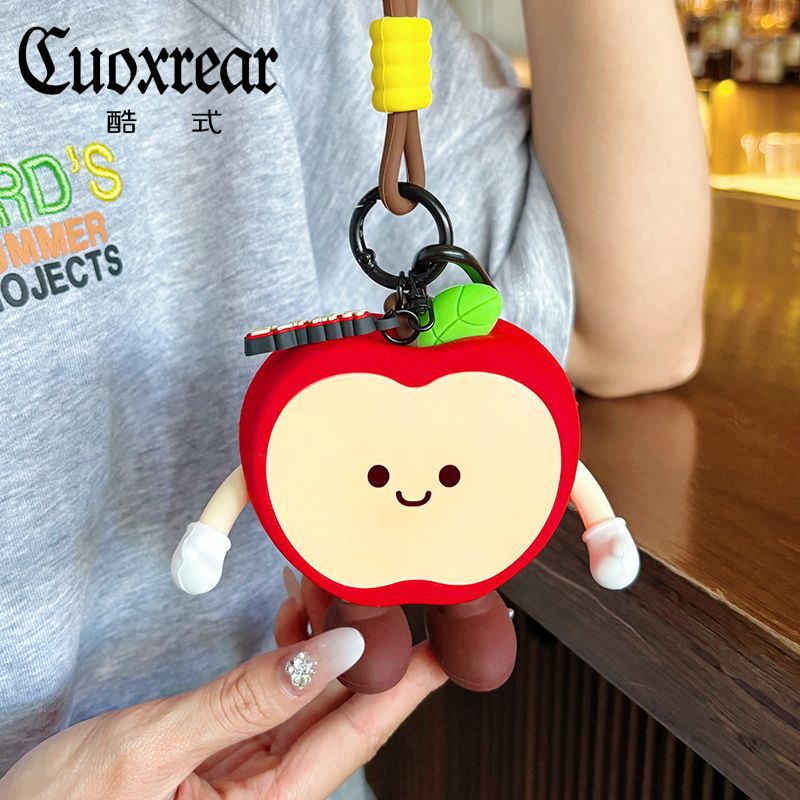New cute apple coin purse cartoon creative key coin holder earphone mini silicone bag charm