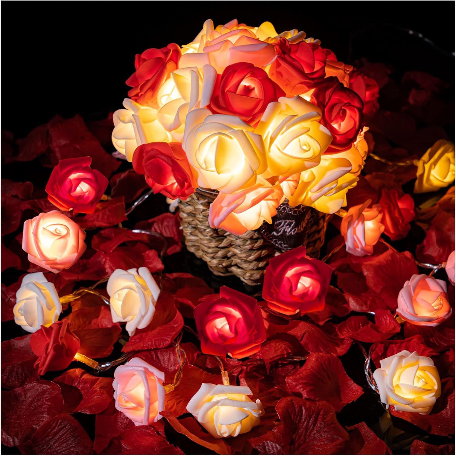 Guirnalda de luces rosas, linterna de espuma LED, propuesta de confesión, Día de San Valentín, decoración de habitación de corazón para niña, luz de flores