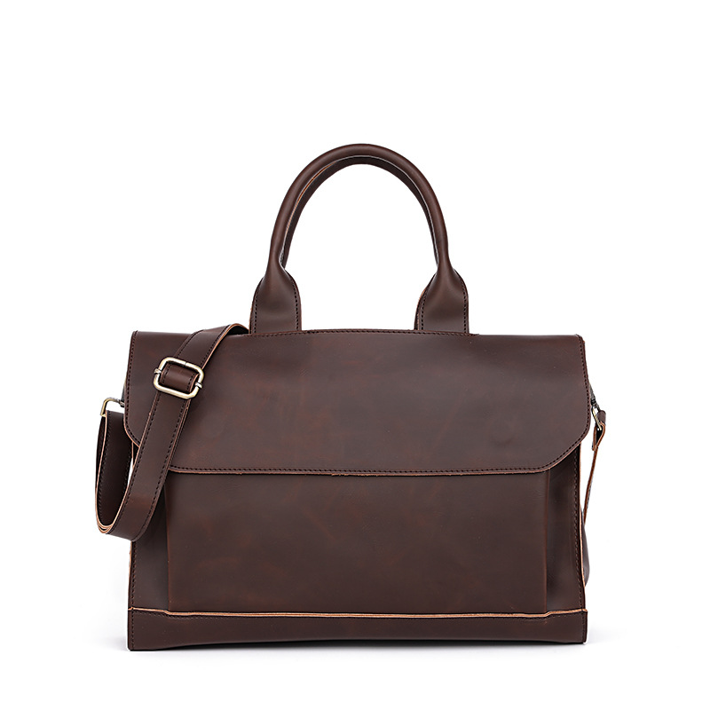 Korean Style Men's Bag, Trendy Men's Bag, Retro Shoulder Bag, Briefcase, Handbag, Business Crossbody Bag, Crazy Horse Leather, Travel Accessory