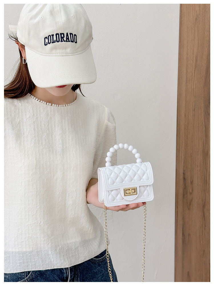 157g Weight Polyester Lining Material Flip Cover Closure Type Single Shoulder Strap Strap Type Jelly Bag Bags Type Casual, Holiday Occasion PVC Material Solid Color Pattern All Seasons Season Women's Gender Basic, Classic Style Style Square Shape Small Size Women's Small PVC Solid Color Basic Classic Style Square Flip Cover Jelly Bag 34