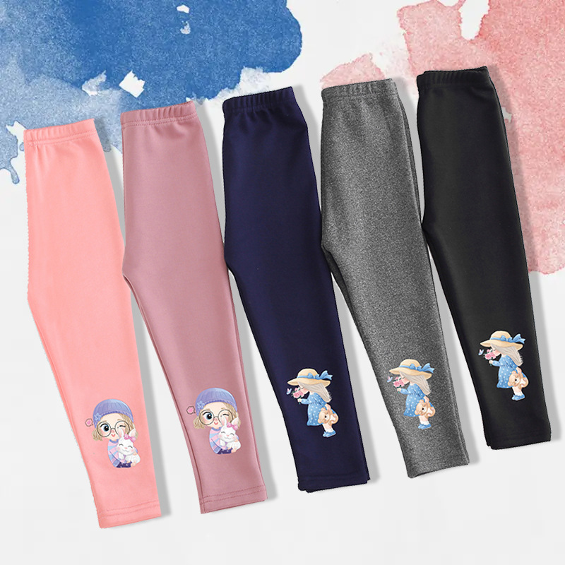 Polainas para niños niñas Otoño e Invierno forradas de lana engrosada polainas de terciopelo de una pieza para niños pantalones calientes pantalones de algodón para bebés
