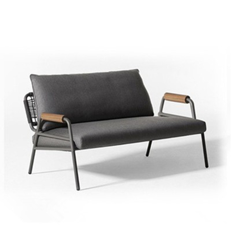 Nórdico al aire libre ocio de caña sofá individual patio al aire libre balcón simple al aire libre aleación de aluminio silla de teca combinación