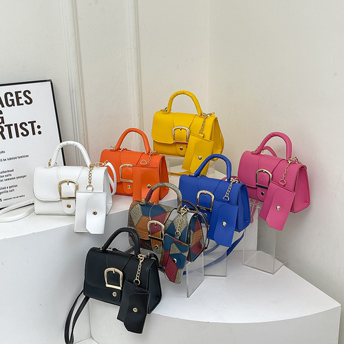 Candy-colored summer minimalist retro trendy cool crossbody shoulder handbag small square bag for women