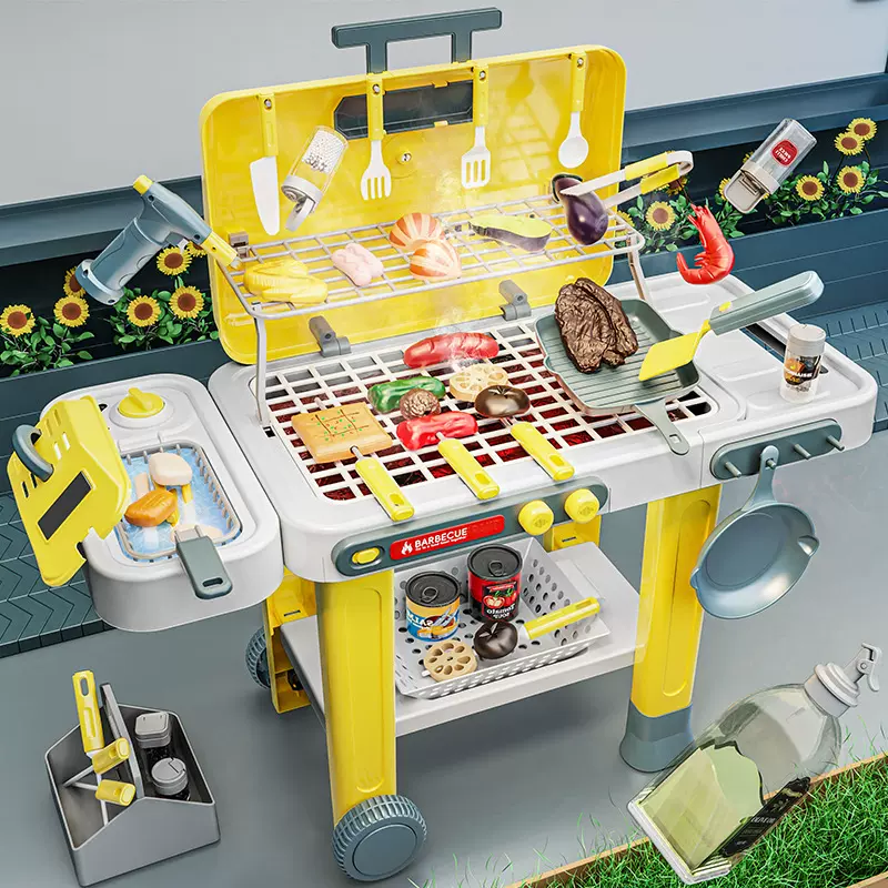 烧烤架玩具儿童BBQ烧烤套装厨房烤肉烤串食物串串乐亲子互动玩具