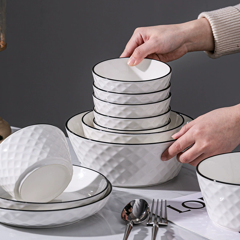 Tableware Set, Diamond Pattern 2023 Light-Luxury Home Collection, Multiple piece options