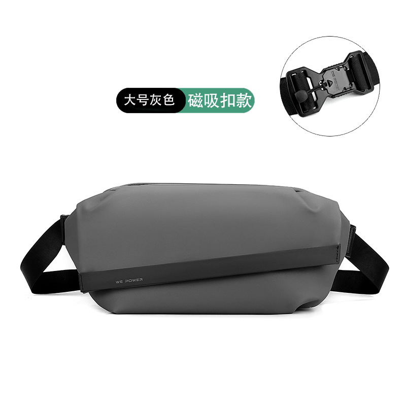 WEPOWER nuevos hombres bolsa de pecho bolsa de mensajero de hombro casual multifuncional de gran capacidad de succión magnética hebilla bolsa de cintura