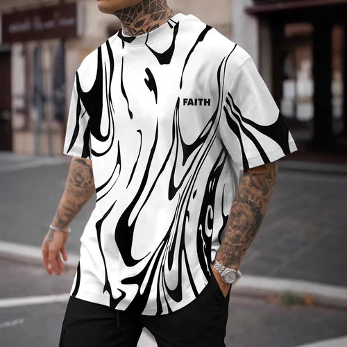 Summer Men's Short Sleeve T-Shirt 3D Print Wholesale Trendy Crew Neck Short Sleeve Fitness Sports Base Layer Shirt Breathable