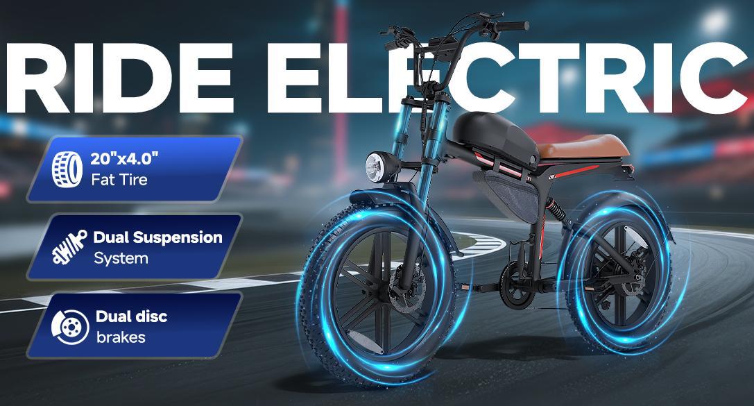 US ebike Electric Bicycle 20 inch Fat Tire Snow Beach Super73