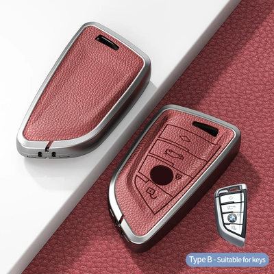 Suitable for Bmw Key Cover 5 Car key bag - model-b-blade-smart-4-button-unstandard-volcano-red-single-shell
