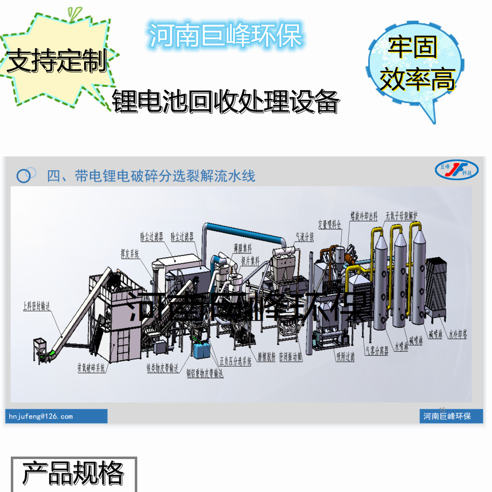 废旧电池回收处理技术 锂离子电池处理技术工艺成套设备 河南巨峰
