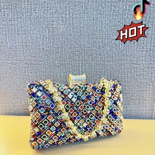 High-end Evening Dress Celebrity Ladies Rhinestone Clutch Bag Diamond Bag Color Diamond Chain Cheongsam Bag Evening Bag Women's Handbag