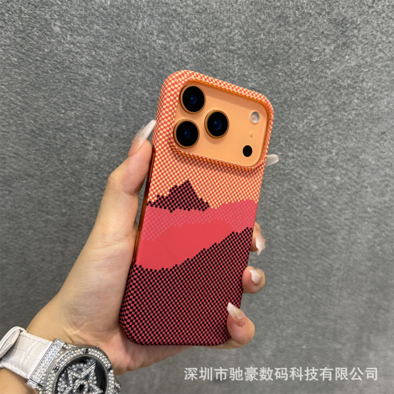 适用iPhone17promax凯夫拉纹磁吸手机壳苹果16磨砂超薄PC防摔套15|undefined